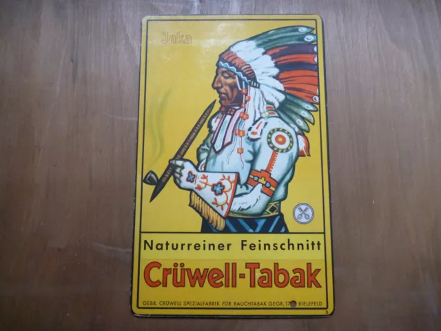 Crüwell-Tabak Jnka   Original altes Reklame- Pappschild/Aufsteller 1950er Jahre