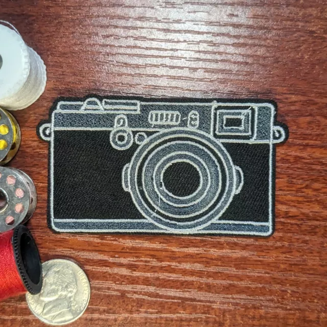 Camera Patch Photos Photography Photographer Pictures Embroidered Iron On 1.75x3