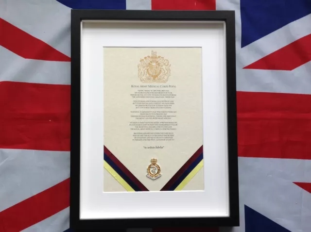 Royal Army Medical Corps  RAMC Poem printed badge black frame