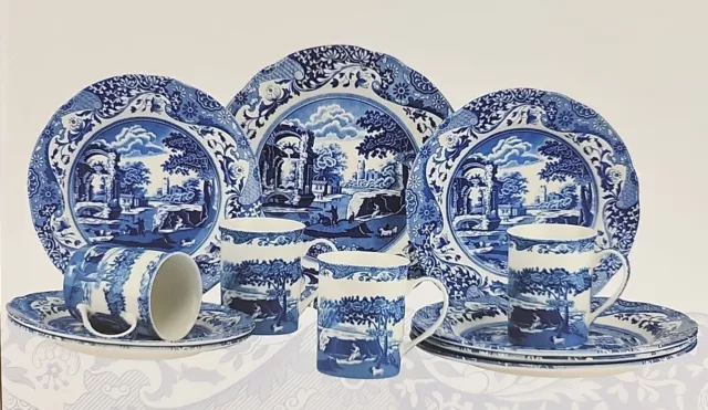 NEW Spode Blue Italian 12 Piece Earthenware Dinner Set Service for 4