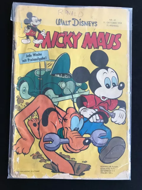 ★ Micky Maus Heft 40/58 Z3 ★ Ehapa ★ MM Magazin Nr. 40 JG Jahrgang 1958