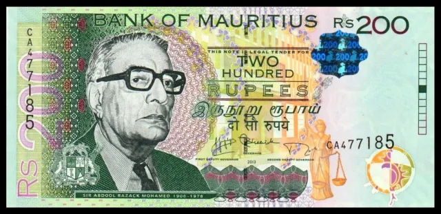 Mauritius, 200 rupees, 2013 (2014), P-61-New, UNC *** New date and signature