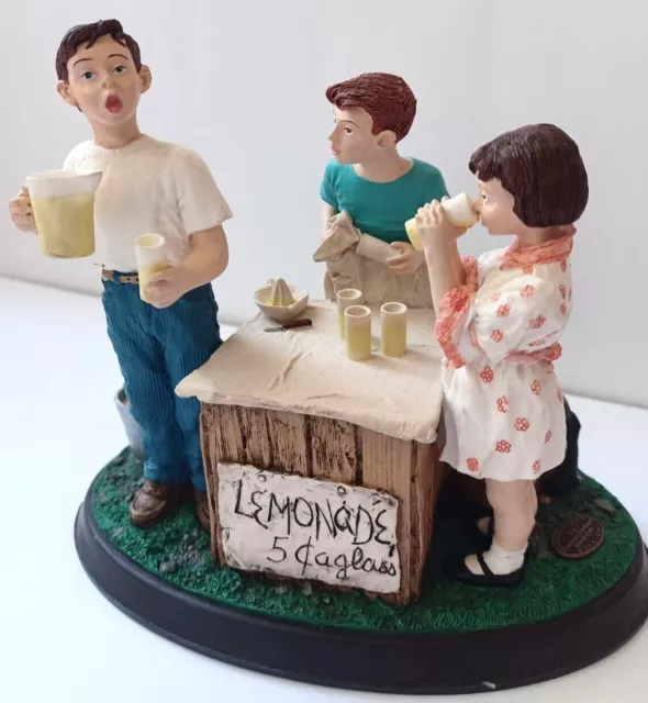 Norman Rockwell Lemonade Stand Summertime Figurine Americana Art 1991 USED LED