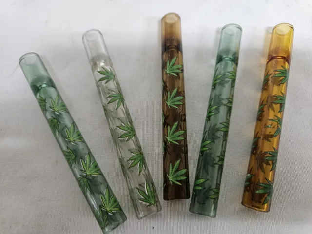 5pcs Thick Glass Tobacco Glass Pipes Reusable One Hitter Smoking