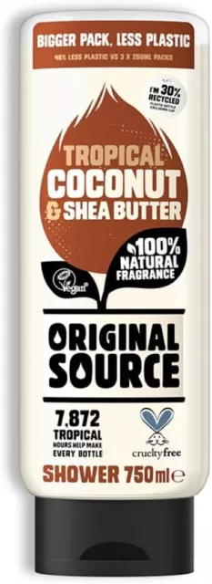 Original Source Coconut and Shea Butter Shower Gel, 100 Percent Natural Fragran