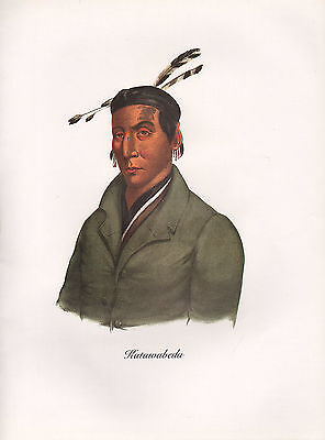 VINTAGE PRINT of 1830's NATIVE AMERICAN INDIAN ~ KATAWABEDA ~ CHIPPEWA