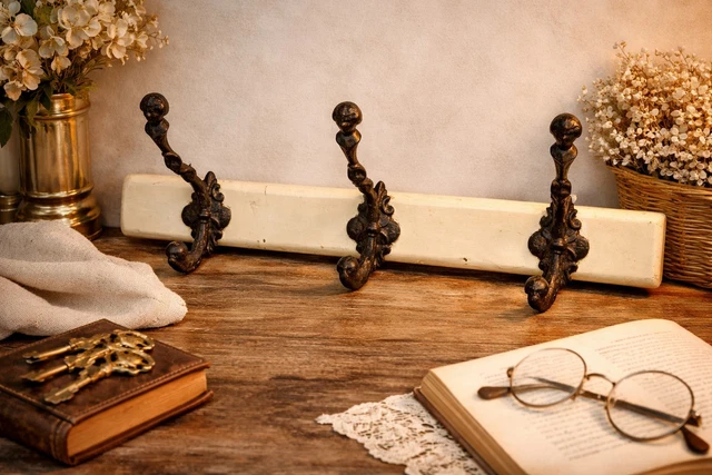 Patère ou porte-manteau mural en fer forgé vintage - Décoration