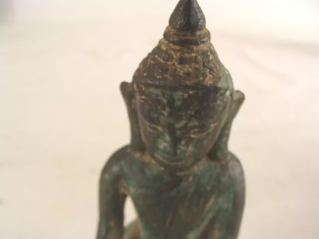 Antique 19C Burmese Bronze Seated Buddha Figure 2