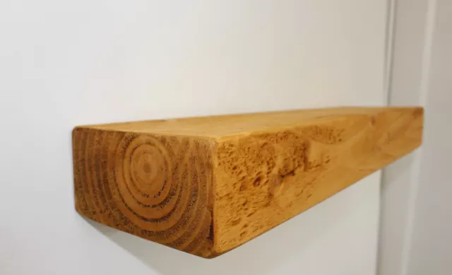 Rustic Floating Wooden Shelf / Shelves Made from Chunky Wood - 14cm x 7cm