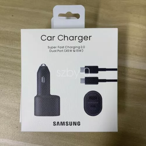 For Samsung 45W Fast Charging Car Charger USB-C Cable Galaxy S20 S21 S22 Ultra +