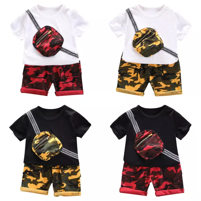 Toddler Baby Boys Camouflage Style Summer Clothes Set Short Sleeve Tops Shorts