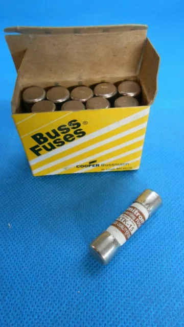 Cooper-Bussmann  Ktk-15 Fuses 15 Amp 600 Vac Fast-Acting - New In Box Box Of 10