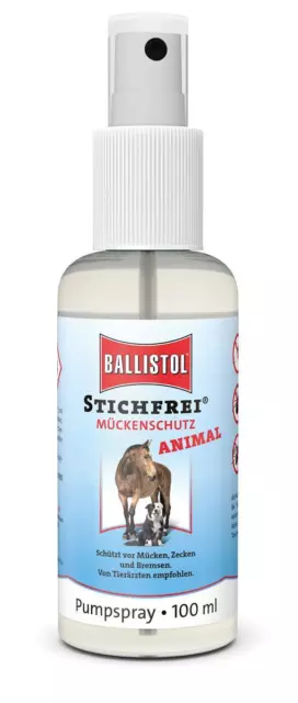 Ballistol Stichfrei Animal 100 ML Moustiques Tique Pferdebremsen Acariens 26833