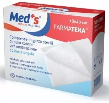 Med's FarmaTexa Compresse Di Garze Sterili 12/12 36x40cm 12 Pezzi