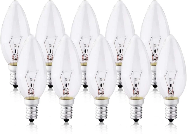 Kleine Schraube Kerzenlampen 40 Watt, 10er-Pack klare Edison Schraube in Glühbirne SES/e14,