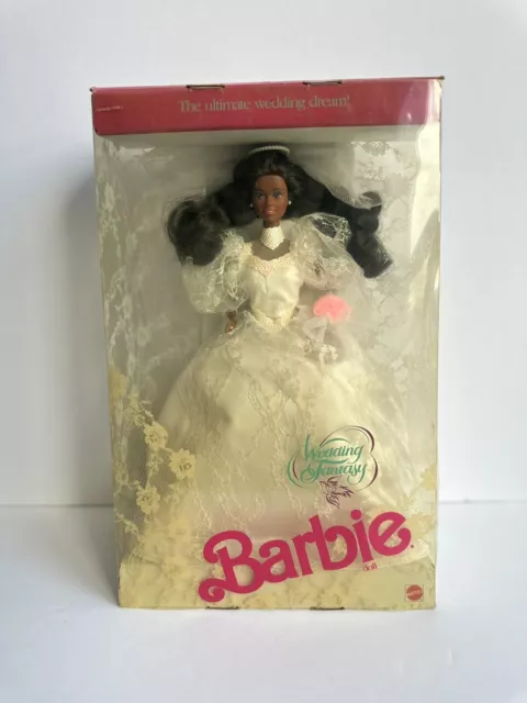 Wedding Fantasy Barbie African American Doll 1989 Mattel 07011