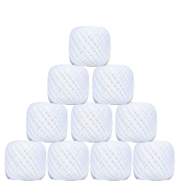 Combo de hilo de algodón de ganchillo para tejer paquete de 10 bolas blanco