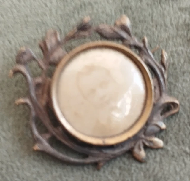 Broche Bijou De Deuil Porte Photo - Style Napoléon III - En Métal - Occasion
