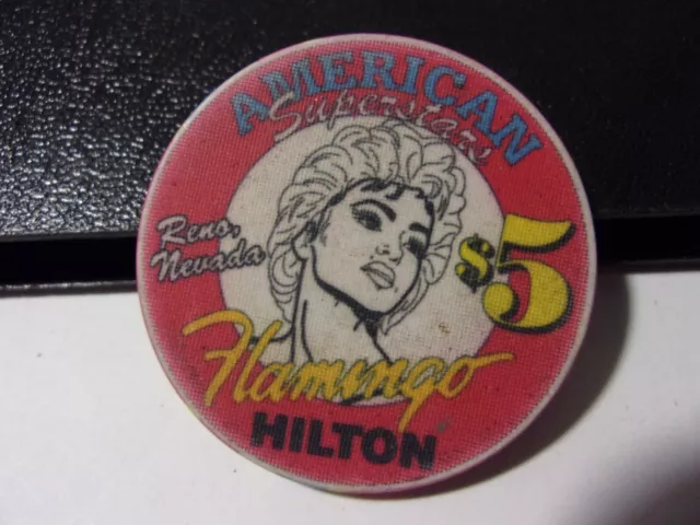 FLAMINGO HILTON HOTEL CASINO $5 hotel casino gaming poker chip - Las Vegas, NV