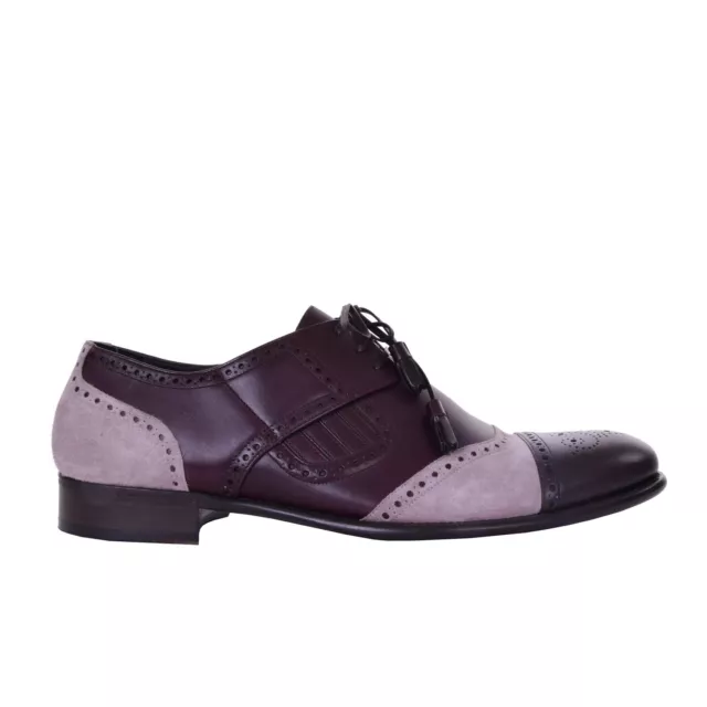 Dolce & Gabbana Patchwork Cuir Daim Derby Chaussures Napoli Braun Rose 08017