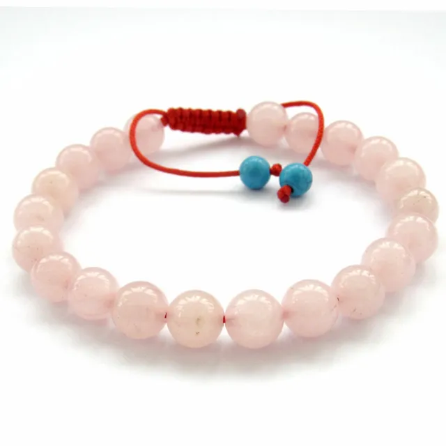 Pink Jade bracelet mala Stretchy Chakas Monk pray energy Handmade Healing Sutra