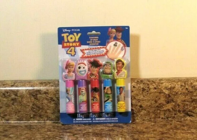 Disney Pixar Toy Story 4 Flavored Lip Balm With Toppers 5 Piece Set
