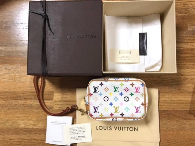 LOUIS VUITTON Monogram Multicolor Trousse Wapity Pouch White M58033 Auth  ki2302