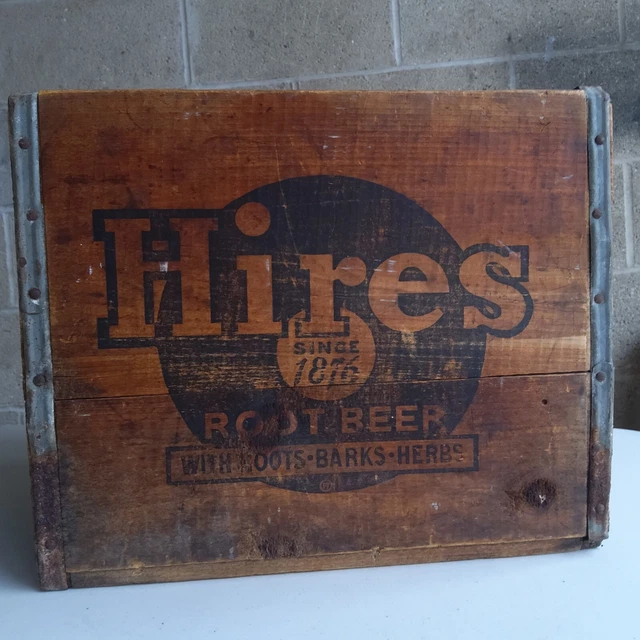 Antique Hires Root Beer Soda Wooden Crate Box Hires Bottling Co. Rumford Maine.
