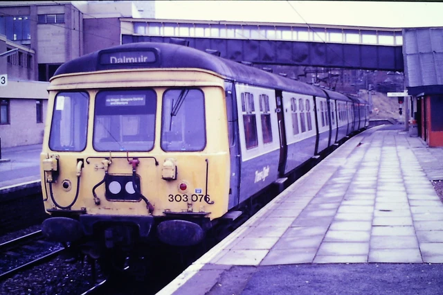 35MM SLIDE~BRITISH RAILWAY EMU Class 303 303076 MOTHERWELL 21/2/1987+C ...