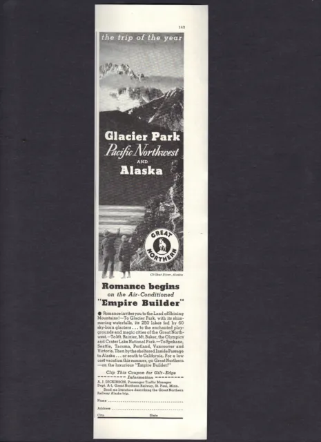 1936 Great Northern Railway Ad,Glacier Park,Pacific Northwest & Alaska,Empire