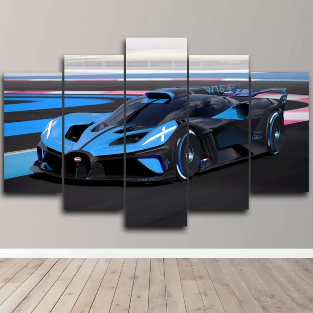Bugatti Bolide Super Luxury Car Racing 5 Piece Canvas Wall Art Print Home Decor