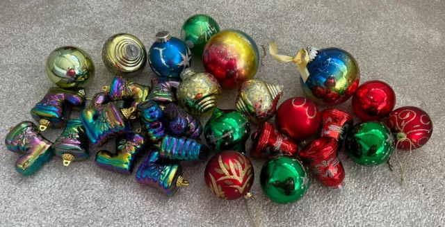 Job Lot Vintage Assorted Shatterproof Tree Baubles Decorations