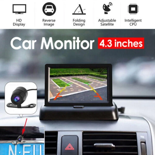 4.3" Car Foldable Monitor Backup Camera Rear View Parking SystW4 J6Y0