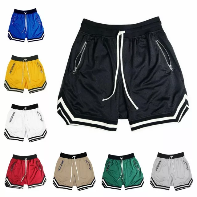 Hommes Maille Respirant SPORTS Short Gym Fitness Course Basketball Poche Zippée