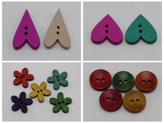 100 Mixed Color 2-Holes Wood Sewing Buttons Beads Flatbacks Scrapbooking 4 Shape