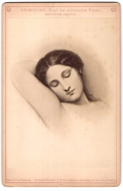 Fotografie F. & O. Brockmann, Dresden, Gemälde Giorgione: Kopf der schlafenden