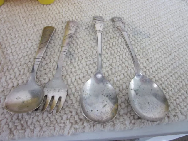 2 Different Sets Cambell's Soup "Cambell Kids" Boy And Girl Silver Plate Spoons