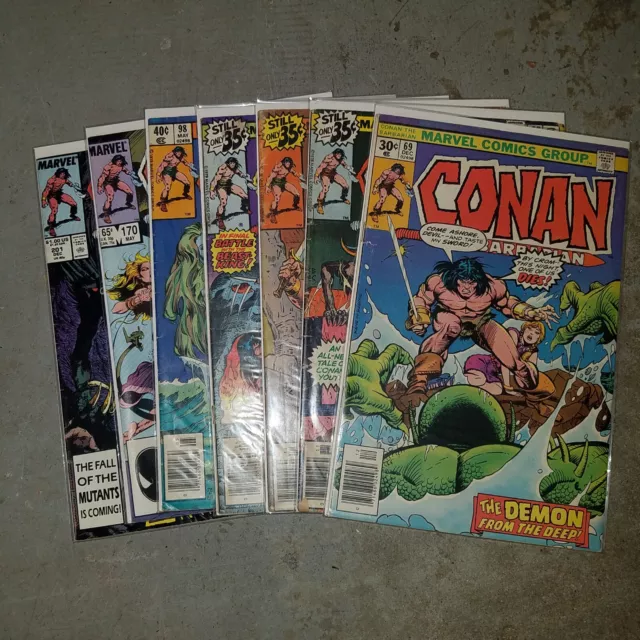 Lot of 7 assorted Conan the Barbarian comic books comics marvel 69-201 vintage