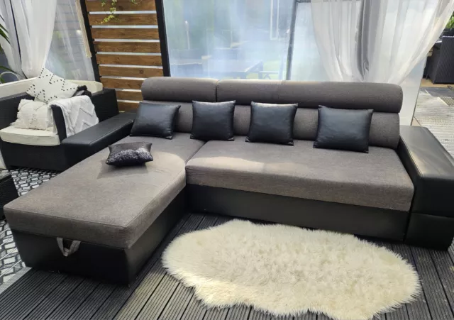 Stylish and Functional Corner Grey Color Sofa Bed with Storage Premium Quality