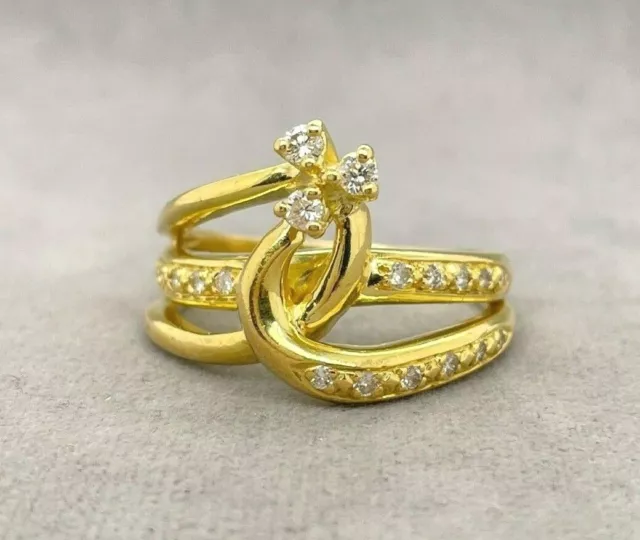 Ladies Diamond Ring 18ct Yellow Gold Dress Ring Size S Preloved VAL $2100