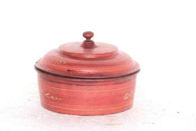 Old Cane Box Vintage Lacquer Burmese Collectible Decorative N-57