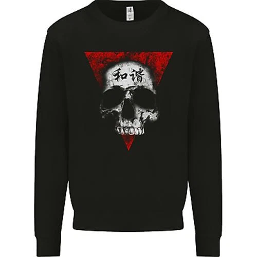 Felpa Maglione Maglione Peace Harmony Skull Gothic Biker Biker