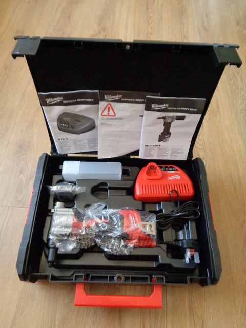 Milwaukee M12BPRT 12 V M12 pistola a rivetto pop agli ioni di litio 1x 2ah kit custodia caricabatterie