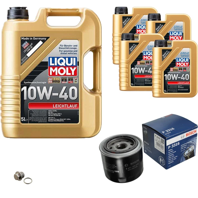 Filtro olio Bosch 9L Liqui Moly funzionamento leggero 10W-40 per Subaru Outback 3.0 AWD 3.6 R