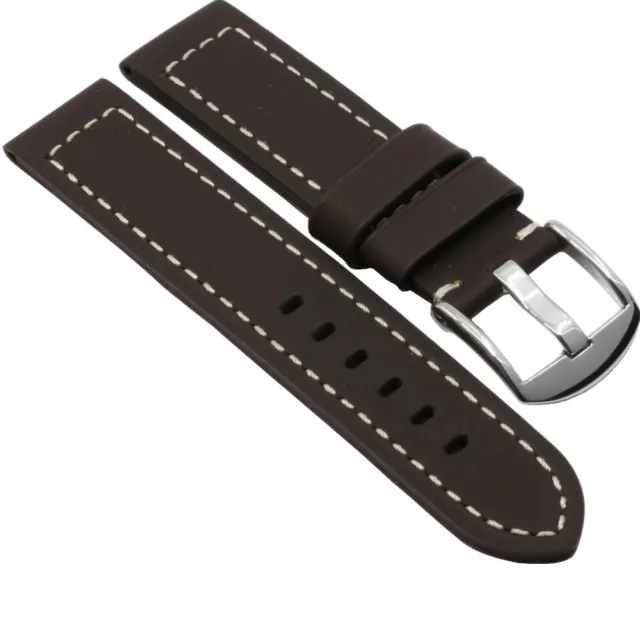 Uhrenarmband - massives Leder Armband 20mm Ersatzband Dunkelbraun 115/75 Uhrband