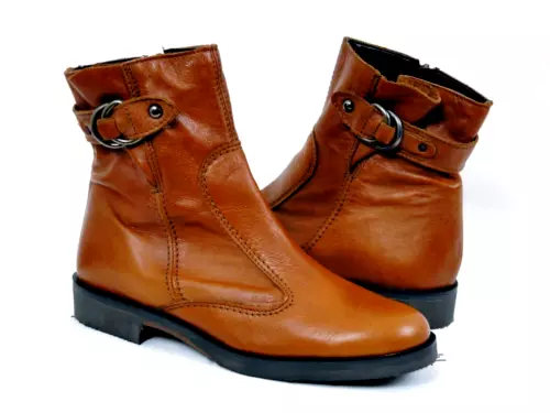 VALLEVERDE Women's Bikers Made in Italy Leather Boot with Brown Buckle