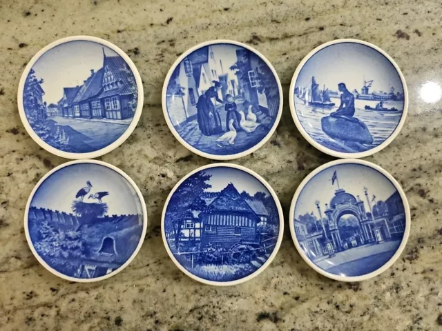 Royal Copenhagen Denmark Fajance Mini Plates  Set of 6