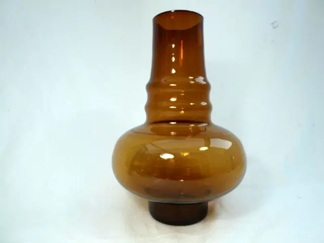 Vintage Danish / Scandinavian Holmegaard ? Style Amber Glass Vase Oil Lamp Shape