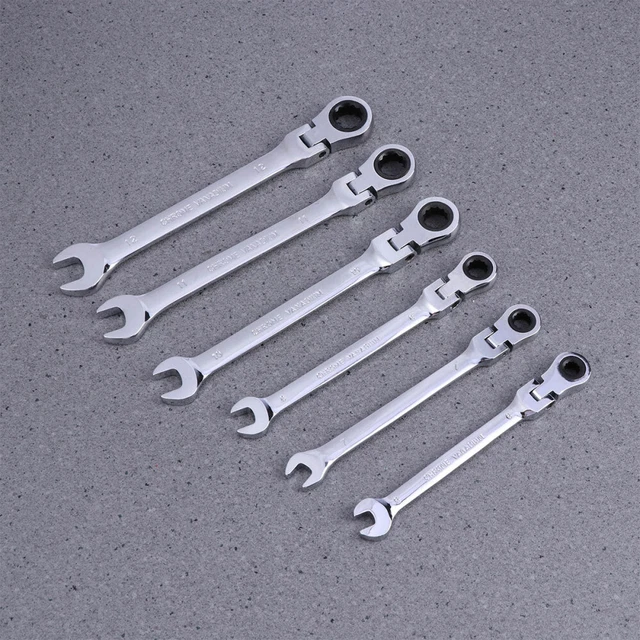 6 1 6-12mm Dual Heads Ratchet 180 degrés Réglable Dienchs Dienchs Spanners S