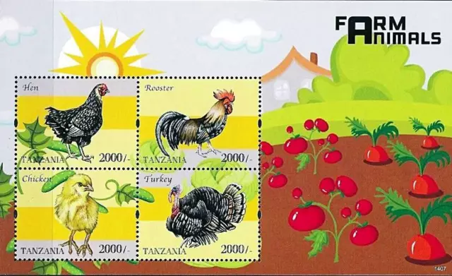 Tanzania 2014 Farm Birds M/S Sc#2747 Mnh Chicken Rooster